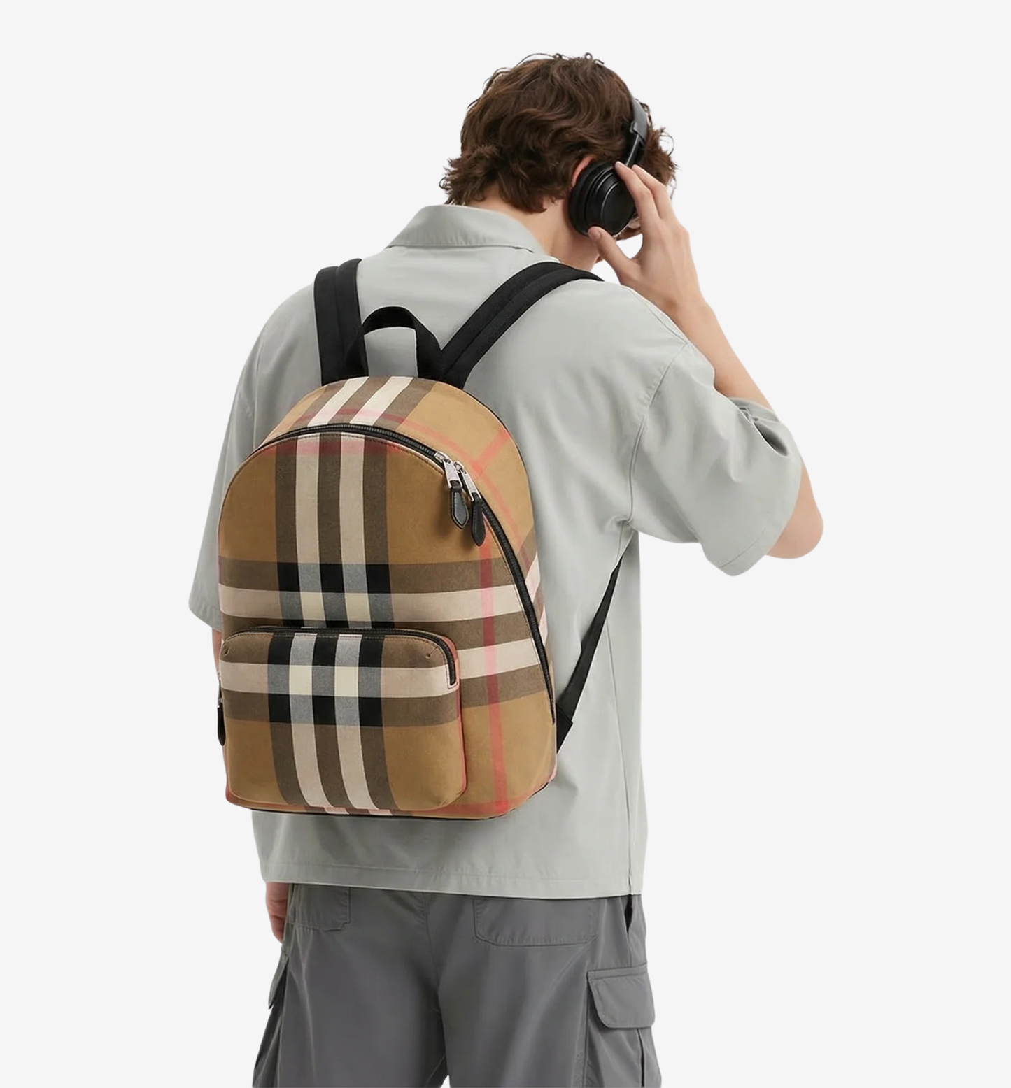 Burberry Jeff House Check Canvas Medium Backpack